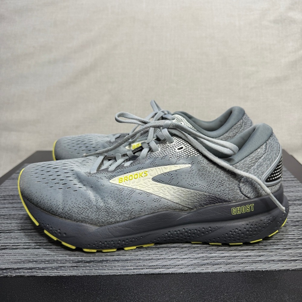 Brooks Ghost 16 Running Shoes - Mens 7.5 - Gray Yellow 1104181D040 Running